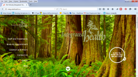 Screenshot of website with photo of a forest