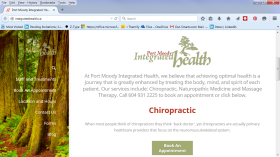 Screenshot of Port Moody Integrated Health website with photo of a forest