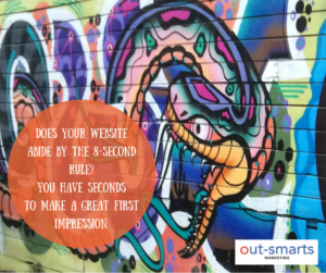 Graffiti wall with orange text box about website bounce rate