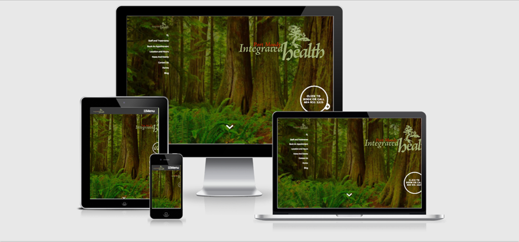 Image of Port Moody Integrated Health new website by Out-Smarts on various screen sizes. 