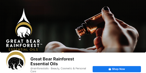Great Bear Rainforest essential oils Facebook Page screenshot 