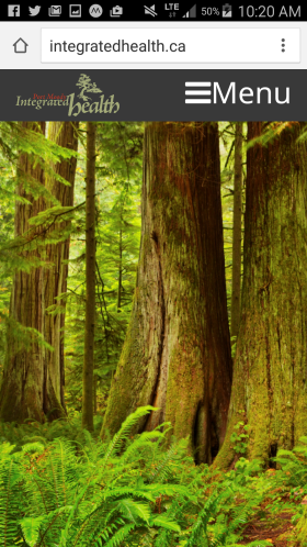 Screenshot of Port Moody Integrated Health website with photo of a forest