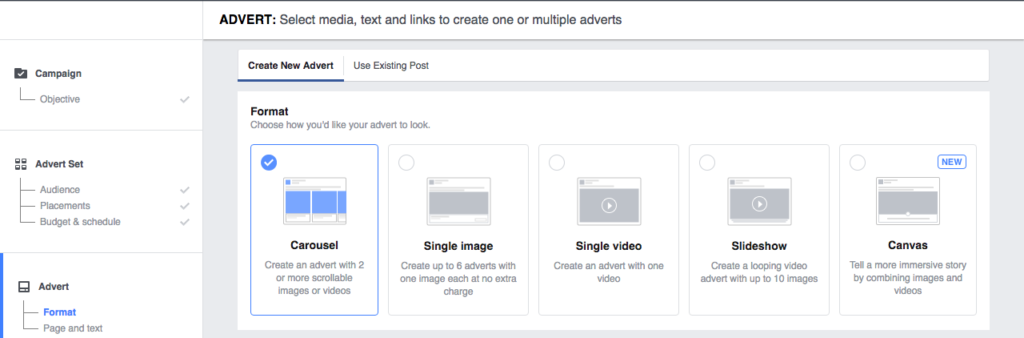 Facebook Advert Formats