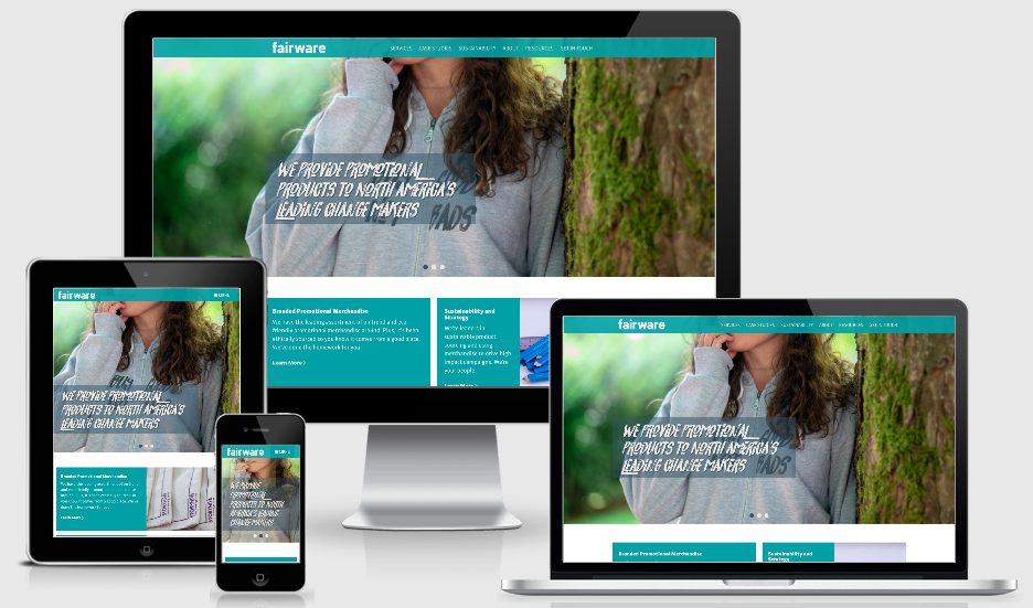 Fairware website on various screen sizes