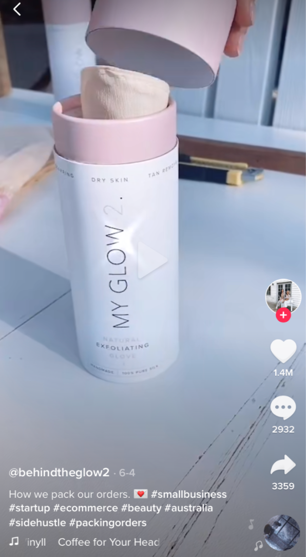 Screenshot of TikTok video of product unpackaging