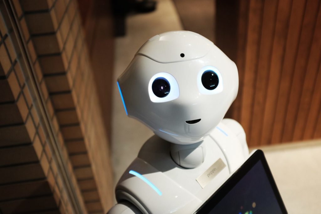 Robot leaning towards camera