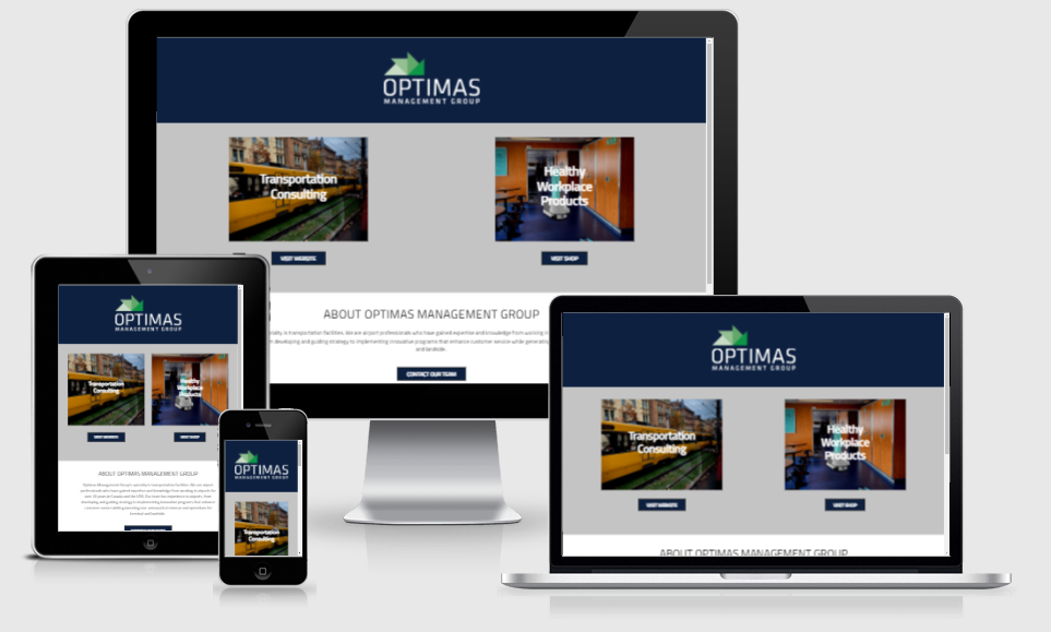 Image of Optimas new website by Out-Smarts on various screen sizes