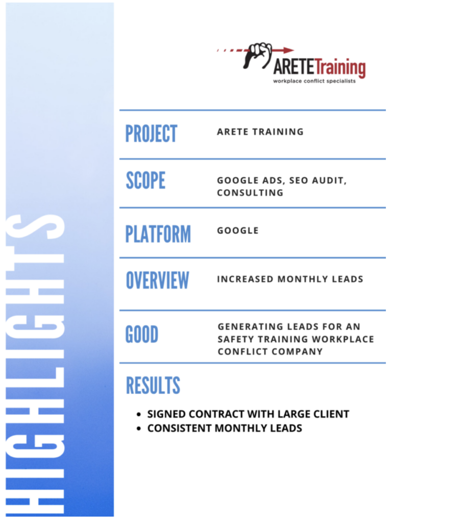 Image of Arete case study highlights.