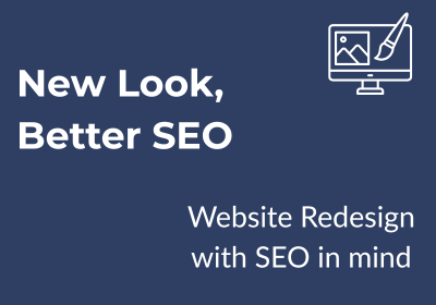 Website redesign concept with magnifying glass over SEO graph